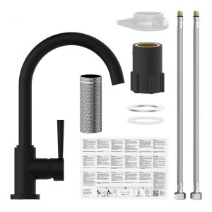 Mitigeur cuisine SCHÜTTE avec bec rond noir mat CORNWALL 79166