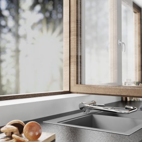 Mitigeur cuisine SCHÜTTE Window – Bec pliable chromé spécial fenêtre