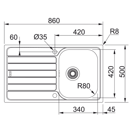 Éviers encastrable FRANKE inox SPARK SKL 611-86