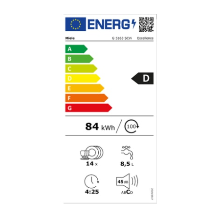 Lave-vaisselle MIELE totalement intégrable G5163SCVi Excellence Inox