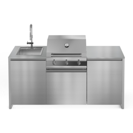 STEEL OUTDOOR LATEMAR 2 METRES H80 INOX DESSUS NOIR