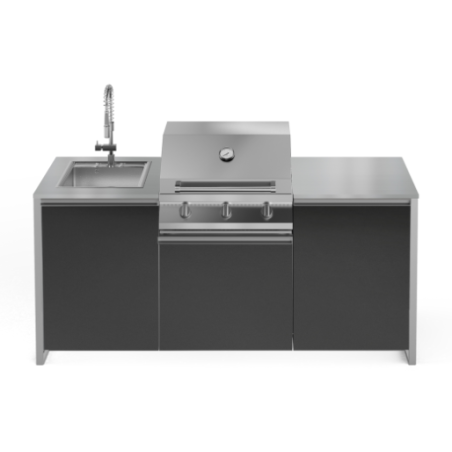 STEEL OUTDOOR LATEMAR 2 METRES H80 INOX DESSUS NOIR