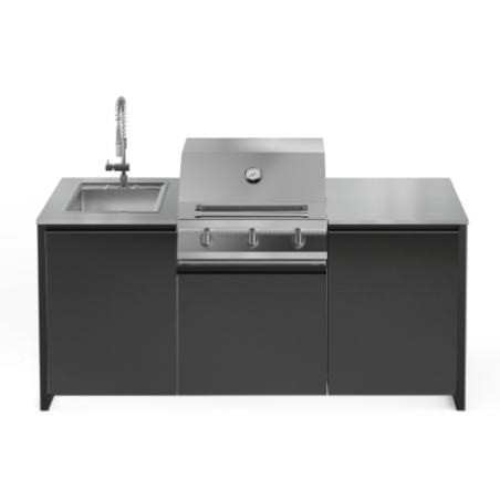 STEEL OUTDOOR LATEMAR 2 METRES H80 INOX DESSUS NOIR