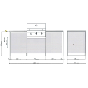 STEEL OUTDOOR LATEMAR 2 METRES H80 INOX DESSUS NOIR