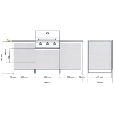 STEEL OUTDOOR LATEMAR 2 METRES H80 INOX DESSUS NOIR