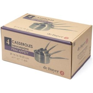 Lot de 4 casseroles inox De Buyer PRIM'APPETY Ø14-16-18-20 cm