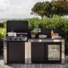 Meuble d'extérieur pour plancha ENO FELIX Inox/Noir