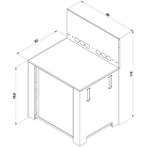 Meuble ENO MODULO surbiassé 80 cm pour plancha Gris cargo