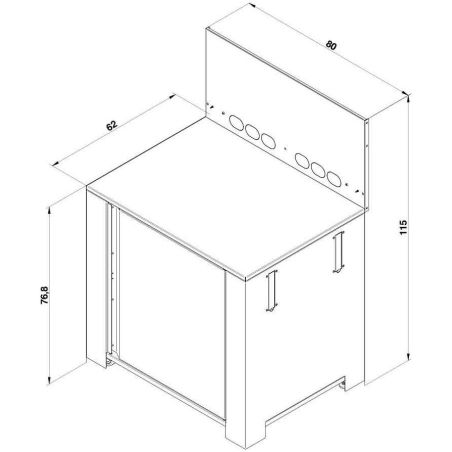 Meuble ENO MODULO surbiassé 80 cm pour plancha Gris cargo