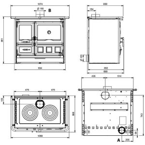 Cuisinière à bois NORDICA ROSA XXL 5.0 STEEL noir anthracite