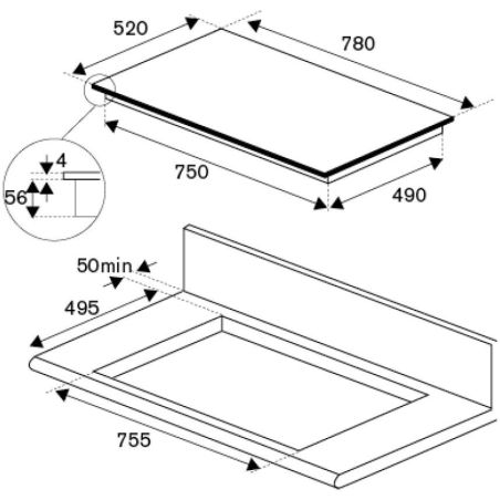 Plaque induction Bertazzoni P784I1M30NV | 78 cm 4 zones