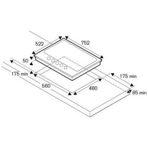 Plaque gaz Bertazzoni P755CMODGNE | 75 cm 5 foyers