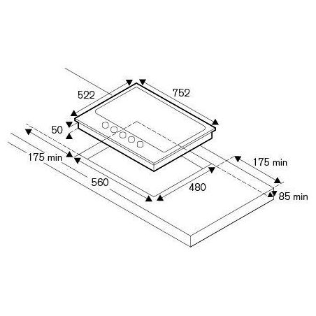 Plaque gaz Bertazzoni P755CMODGNE | 75 cm 5 foyers