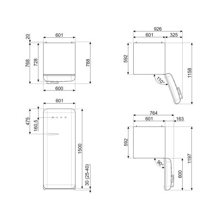 Réfrigérateur Smeg FAB28L6 270 L | Style Années 50