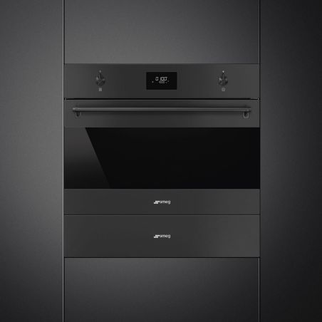 Four compact SMEG Classica SO4301M0N 45cm micro-ondes gril 40L LCD Noir