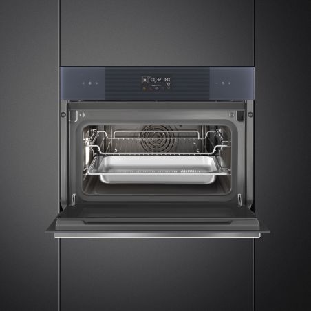 Four compact SMEG Linéa 45cm Neptune Grey combiné vapeur écran LCD SO4102S3G