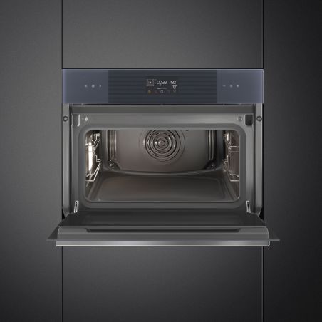 Four compact SMEG Linéa 45cm Neptune Grey combiné vapeur écran LCD SO4102S3G