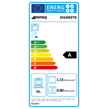 Four SMEG Elementi 60cm noir 8 fonctions 70l Vapor Clean SF64M3TB
