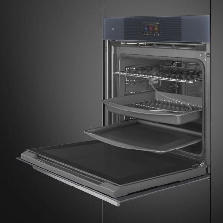 Four 60cm SMEG Linéa Neptune Grey porte froide pyrolyse SOP6104TPG