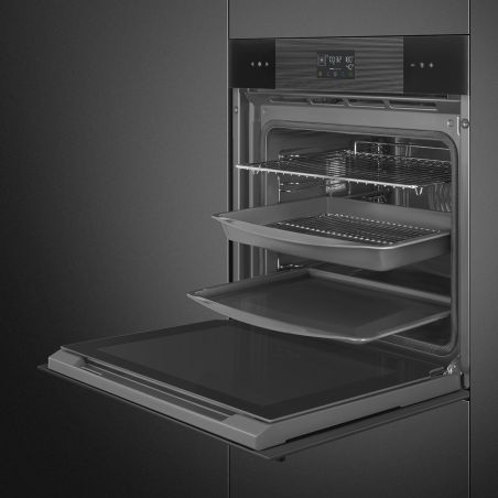 Four SMEG Linéa combiné vapeur 60cm Pyrolyse 68L Noir SOP6102S2PB3