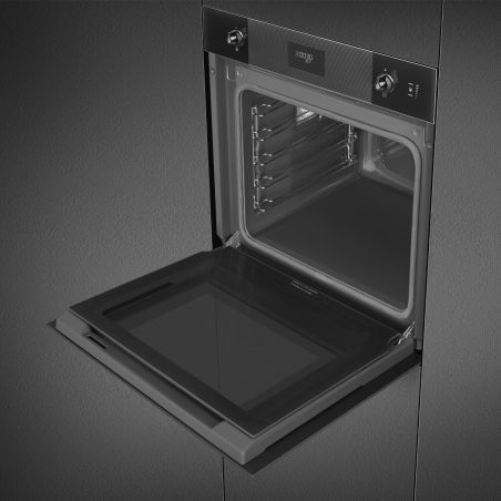 Four Smeg Linéa SOP6101S2B3 60 cm noir, combiné vapeur, pyrolyse, porte froide