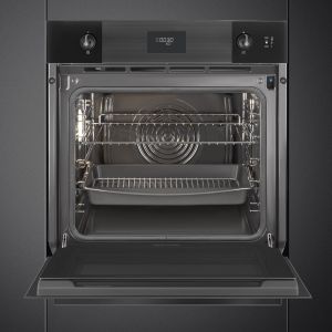 Four Smeg Linéa SOP6101S2B3 60 cm noir, combiné vapeur, pyrolyse, porte froide
