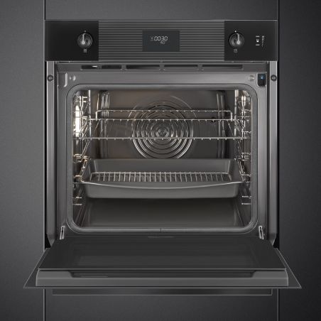 Four Smeg Linéa SOP6101S2B3 60 cm noir, combiné vapeur, pyrolyse, porte froide