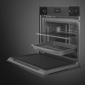 Four Smeg Linéa SOP6101S2B3 60 cm noir, combiné vapeur, pyrolyse, porte froide
