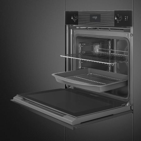 Four Smeg Linéa SOP6101S2B3 60 cm noir, combiné vapeur, pyrolyse, porte froide