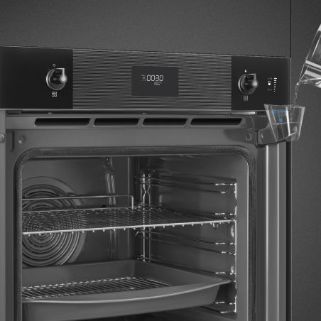 Four Smeg Linéa SOP6101S2B3 60 cm noir, combiné vapeur, pyrolyse, porte froide