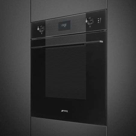 Four Smeg Linéa SOP6101S2B3 60 cm noir, combiné vapeur, pyrolyse, porte froide