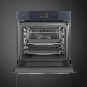 SMEG Linea SO6104APG Four 60cm Neptune Grey, multifonction, vapeur, micro-ondes, porte froide