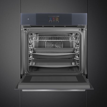 SMEG Linea SO6104APG Four 60cm Neptune Grey, multifonction, vapeur, micro-ondes, porte froide