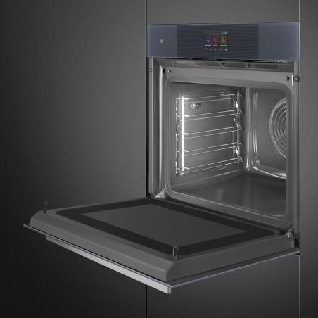 SMEG Linea SO6104APG Four 60cm Neptune Grey, multifonction, vapeur, micro-ondes, porte froide