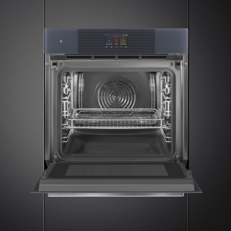 SMEG Linea SO6104APG Four 60cm Neptune Grey, multifonction, vapeur, micro-ondes, porte froide