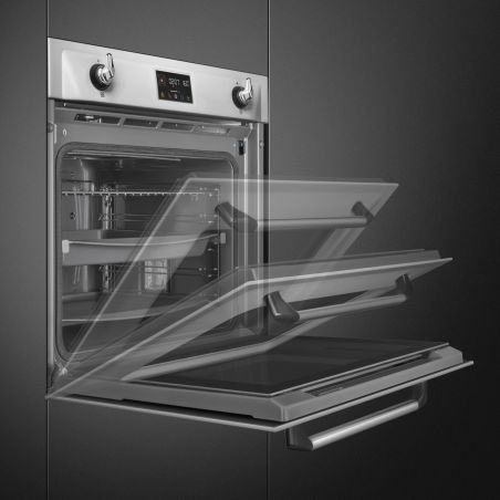 Four SMEG Victoria SOP6902S2PX, combiné vapeur, inox, pyrolyse, 68L, porte froide, 60cm