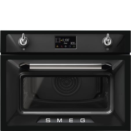 SMEG Victoria SO4902M1N four compact 45 cm noir, micro-ondes combiné, vapor clean, 11 fonctions