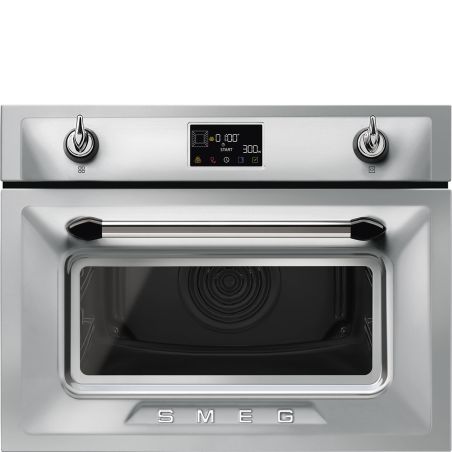 Four Compact 45cm SMEG Victoria micro-ondes Vapor Clean inox SO4902M1X