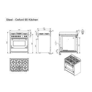 Piano de cuisson Steel OXFORD 90 cm gaz