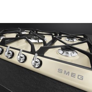 SMEG Victoria Table de cuisson gaz 70/75cm, 5 foyers, fonte, auto allumage, SR975PGH