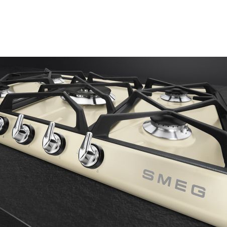 SMEG Victoria Table de cuisson gaz 70/75cm, 5 foyers, fonte, auto allumage, SR975PGH