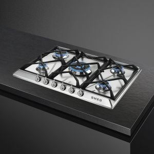 SMEG Victoria table gaz 70/75cm, 5 brûleurs, inox, grilles fonte, SR975XGH