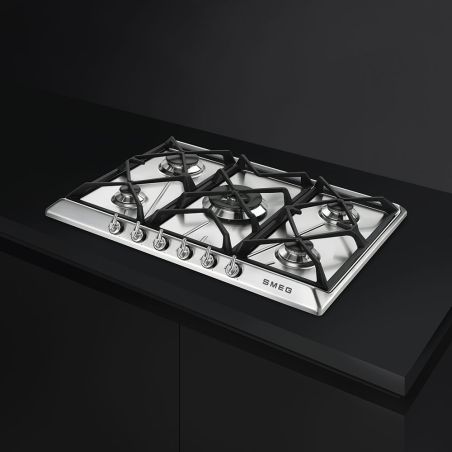 SMEG Victoria table gaz 70/75cm, 5 brûleurs, inox, grilles fonte, SR975XGH