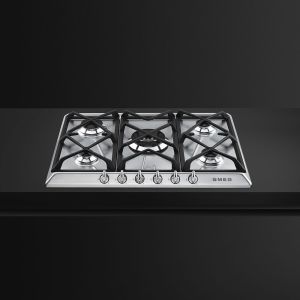 SMEG Victoria table gaz 70/75cm, 5 brûleurs, inox, grilles fonte, SR975XGH