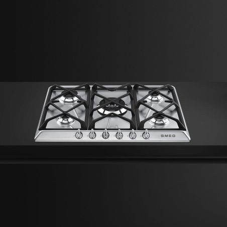 SMEG Victoria table gaz 70/75cm, 5 brûleurs, inox, grilles fonte, SR975XGH