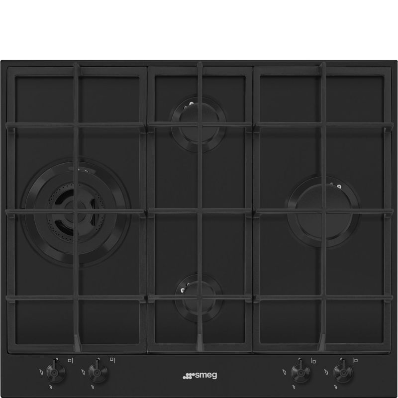 SMEG Classica Table de cuisson gaz 60cm 4 foyers émail noir PX364LMB