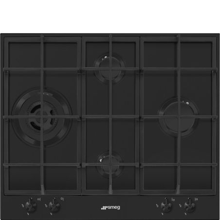 SMEG Classica Table de cuisson gaz 60cm 4 foyers émail noir PX364LMB