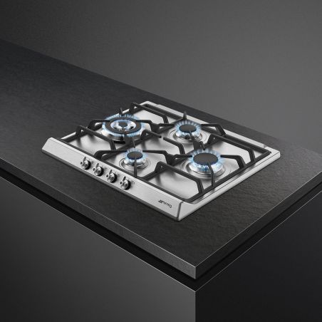 SMEG Classica Table de cuisson 60cm gaz inox brossé SER60SGH3 sécurisée 4 foyers