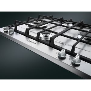 SMEG Elementi Table de cuisson gaz 60cm inox satiné, 4 foyers, sécurité, P261XGH