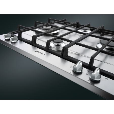 SMEG Elementi Table de cuisson gaz 60cm inox satiné, 4 foyers, sécurité, P261XGH
